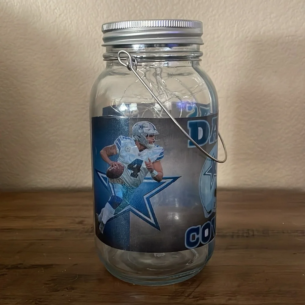 Dallas Cowboys Glass Light-Up Mason Jar